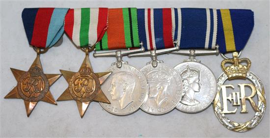 A WWII group of six medals, awarded to Captain A.S. Chrystal, Royal Ordnance Corps,